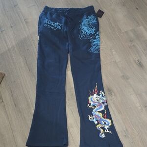 Ed Hardy Mens Blue Dragon Sweatpants
